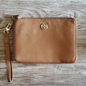 Tory Burch Brown Leather Zip Wallet/Wristlet